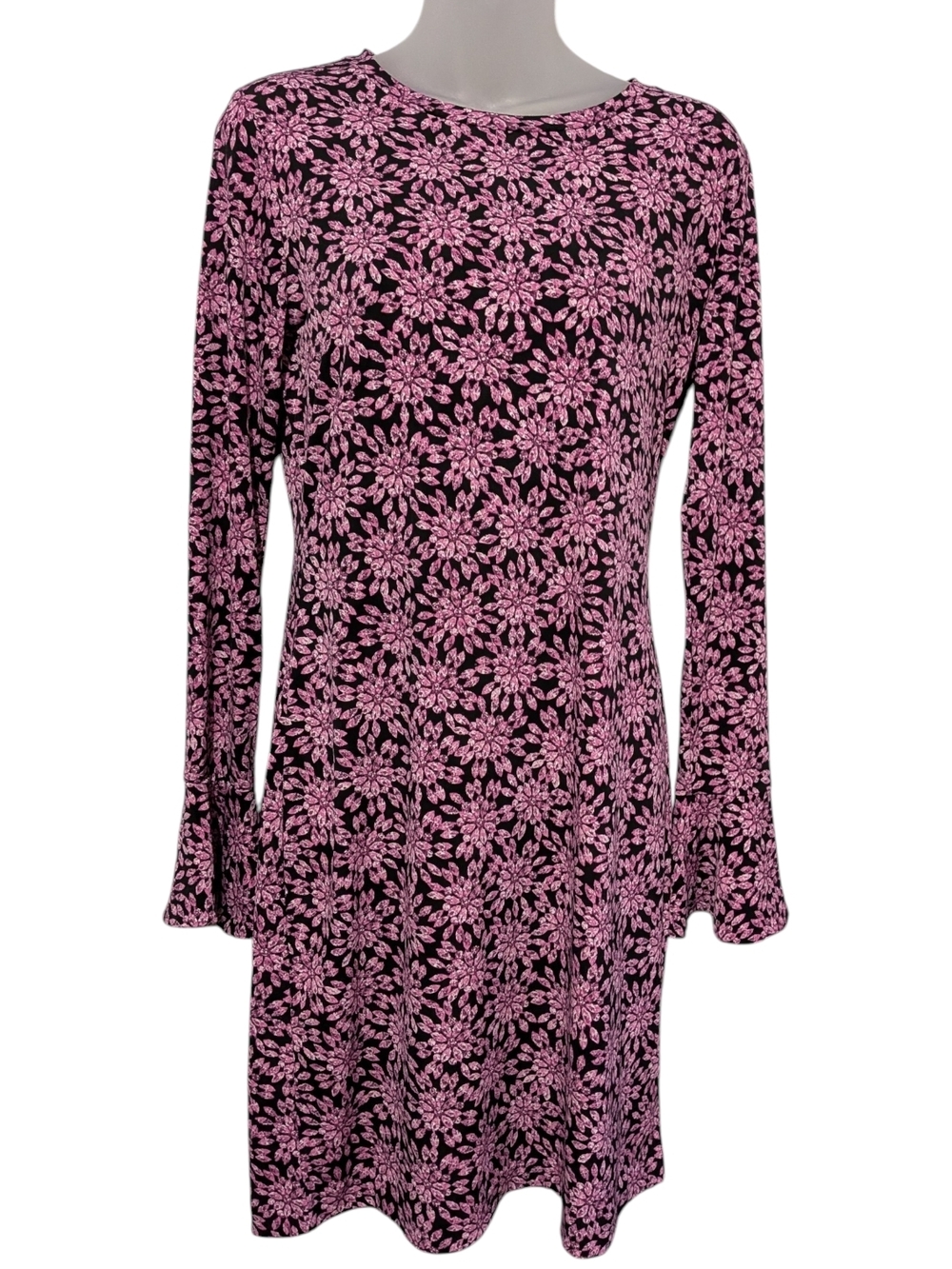 MICHAEL Michael Kors Black Dress with Pink Floral Print - Long Sleeve